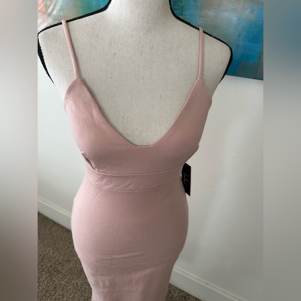 Lulus New With Tags Blush Pink Don’t Tell ‘Em Bodycon Midi Dress Size S - Picture 9 of 14